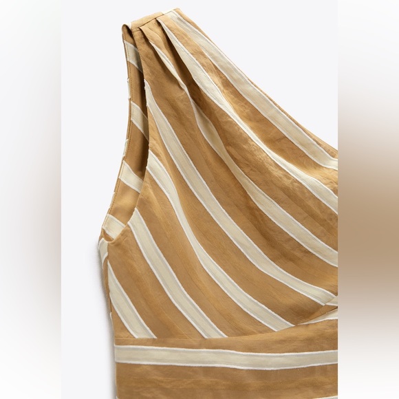 Zara ASYMMETRIC JACQUARD TOP. Toffee. Size XS. New with Tags. - Picture 7 of 7